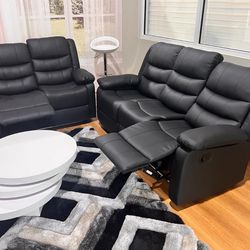 Black Cushioned  LED Manual Recliners BRAND NEW 