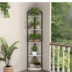 New Fun Memories 5 Tier Corner Shelf, 70” Corner Shelf Stand, Corner Bookshelf Plant Stand, Storage Shelf for Bathroom, Living Room, Kitchen,Home Offi