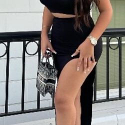 SXY Solid Tube Top and High Split Skirt