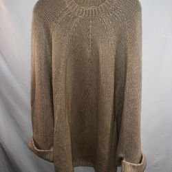 Ladies plus size 2X 3X Jamie Gries tan poncho sweater EUC 