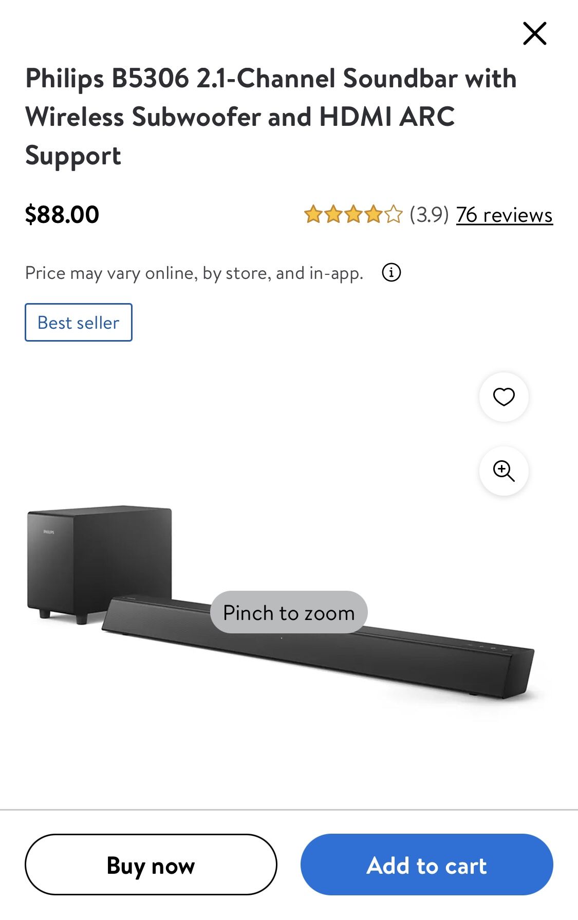 Phillips Sound Bar With Wireless Subwoofer