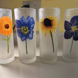 Frosted Glasses - Flowers
