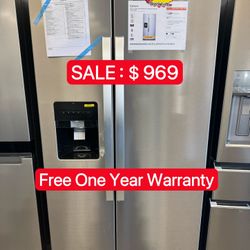 Whirlpool side by side Refrigerator-Free One Year Warranty
