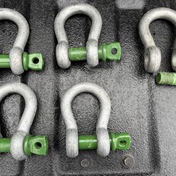 Lot of 5 Green Pin Lifting Shackles 3/4"