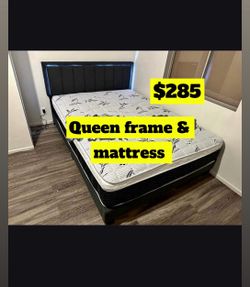 Queen bed frame with mattress