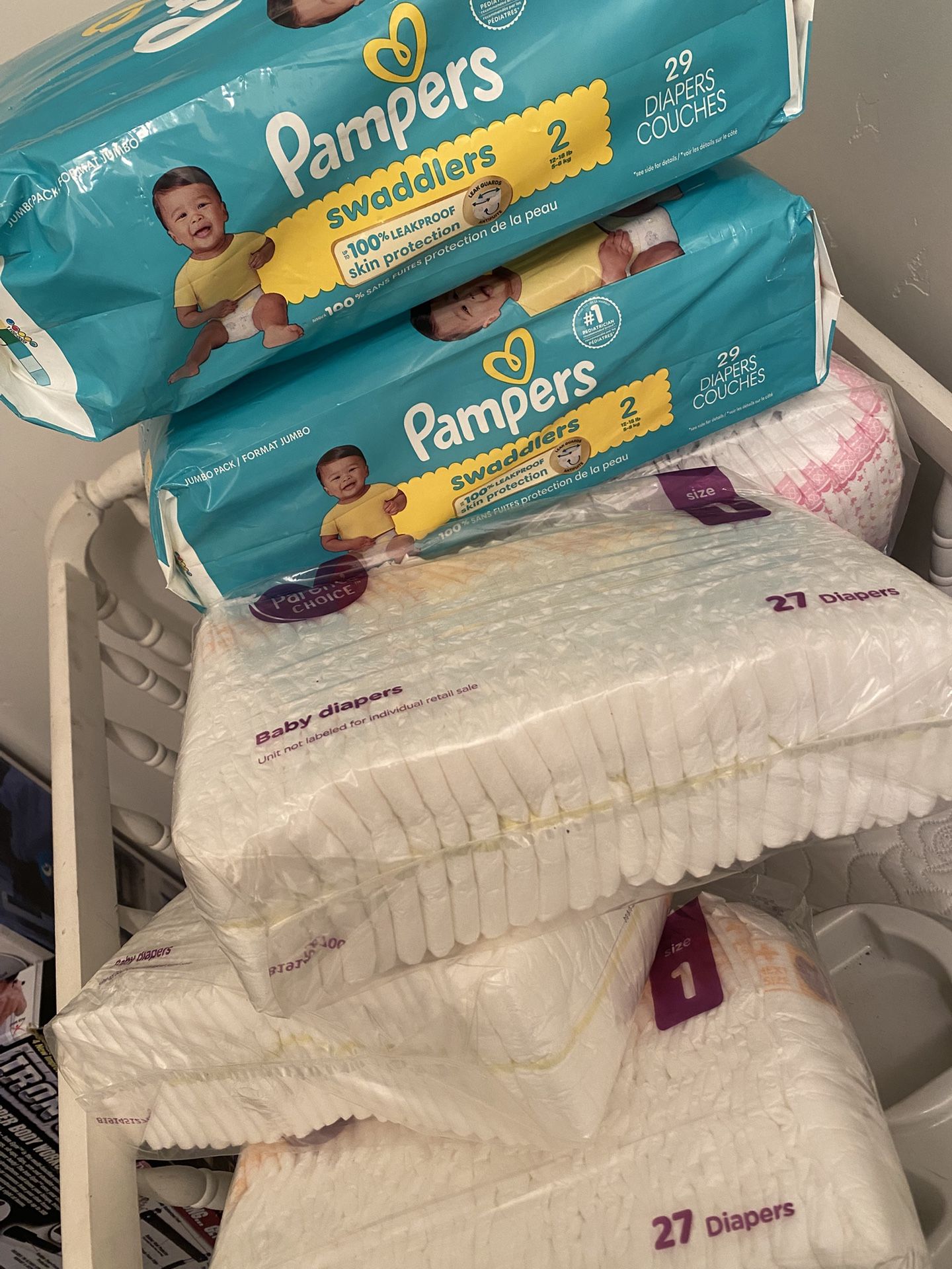 Pampers Swaddlers And Parents Choice Unopened