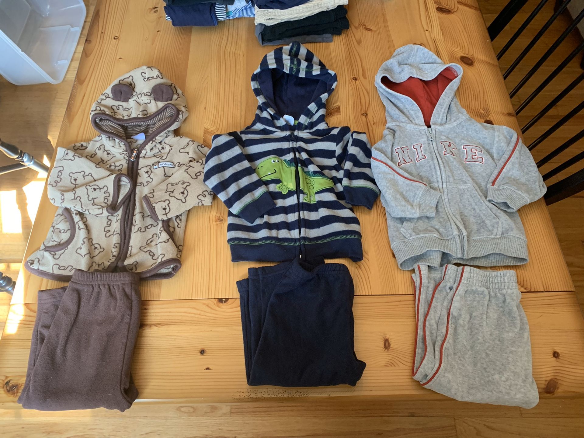 12 month zip up jackets, sweaters & outfits- 13 pieces