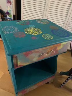 hand painted nightstand and side table