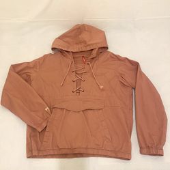 UNIONBAY Pink Cotton Lace-Up Pocket Hooded Jacket Size L