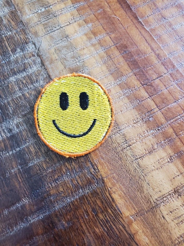 New Smiley Face Emoji Sew On Embroidered Patch Size: 1 3/4" By 1 3/4"