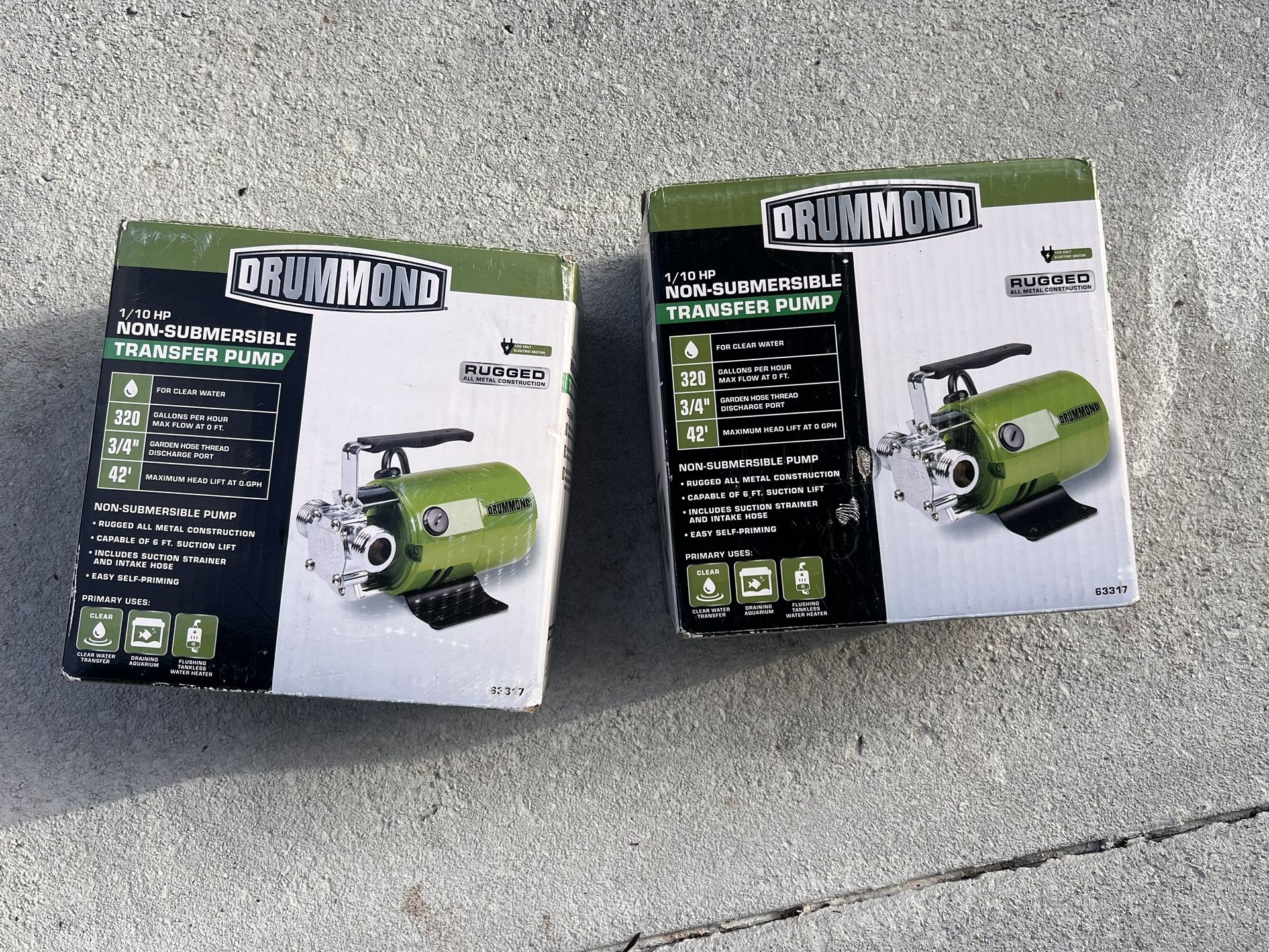 DRUMMOND 1/10 HP Non-Submersible Transfer Pump - NEW!