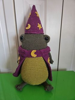 Handmade Crochet Wizard Frog