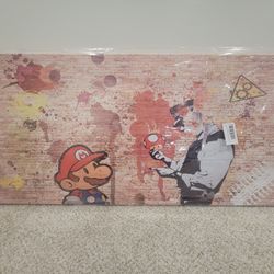 Mario x Banksy Framed Artwork 40 X 20 Inch (New)