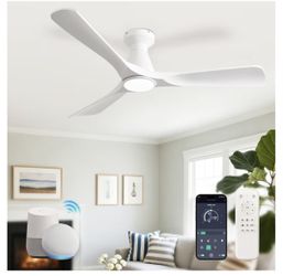 Depuley Ceiling Fans with Lights: 52-inch Smart Fan Flush Mount, White