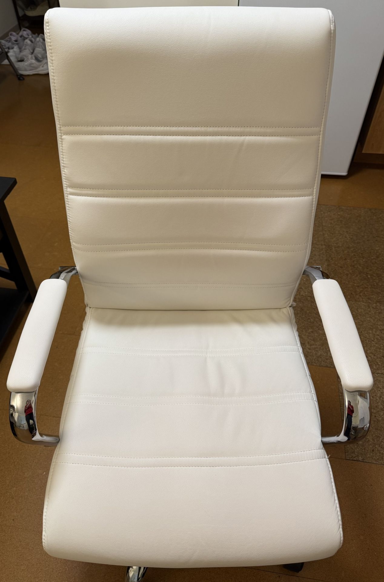 White Leather Rolling Chair