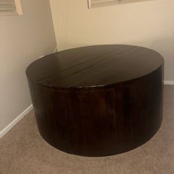 ! Brand New ! Round Dark Wood Coffee Table 