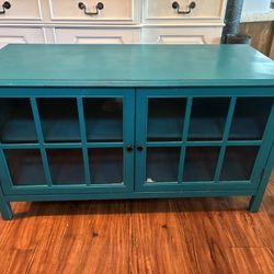 Teal Glass Door TV Stand