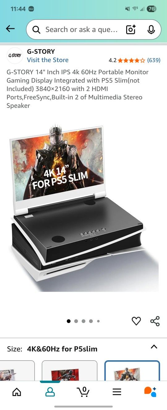 PS5 Slim G-STORY 14" Inch IPS 4k 60Hz Portable Monitor