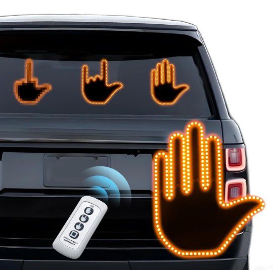 Middle Finger Car Light, Car Finger Light with Remote 3 Mode 𝐅𝐋𝐈𝐏 𝐀 𝐁𝐈𝐑𝐃 Hand Gestu