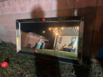 Large Wall Mirror with Dark Frame