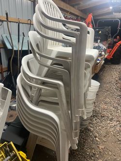 Lawn chairs, tables