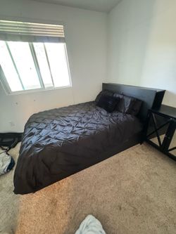Queen Storage Bed Set + Memory Foam Mattress + Matching Cabinet