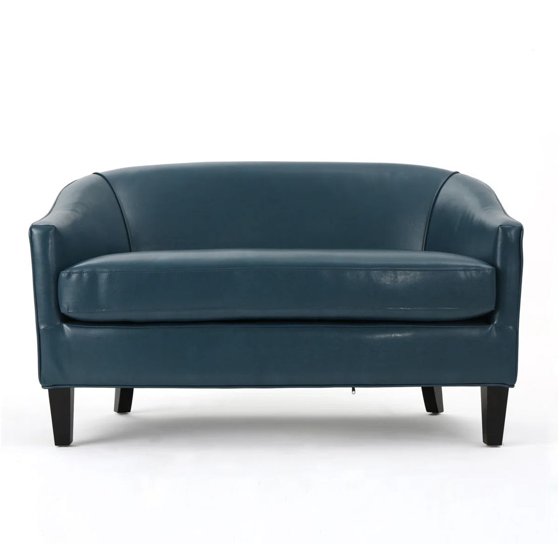 Teal Leather Loveseat
