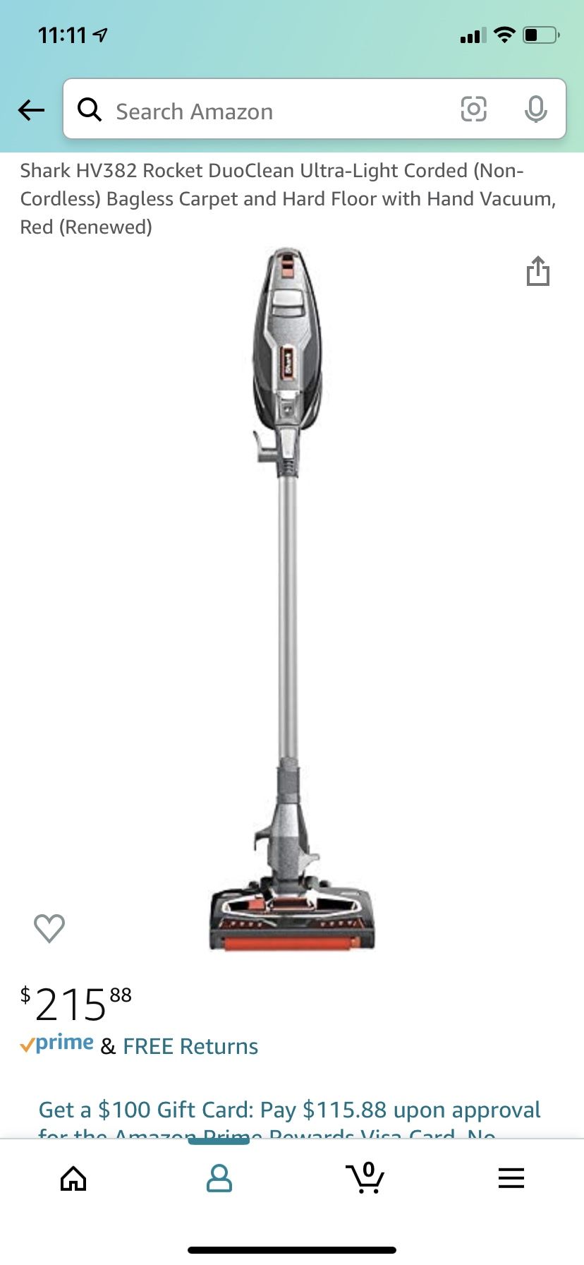 Shark HV382 Rocket DuoClean Ultra-Light Corded (Non-Cordless) Bagless Carpet and Hard Floor with Han