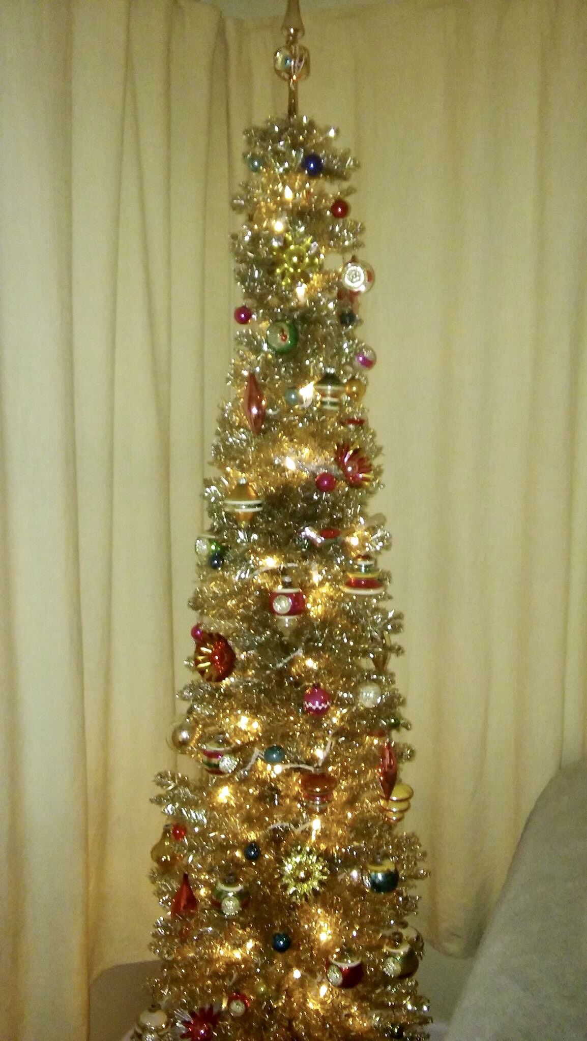 6 Foot Slim Champagne Tinsel Christmas Tree