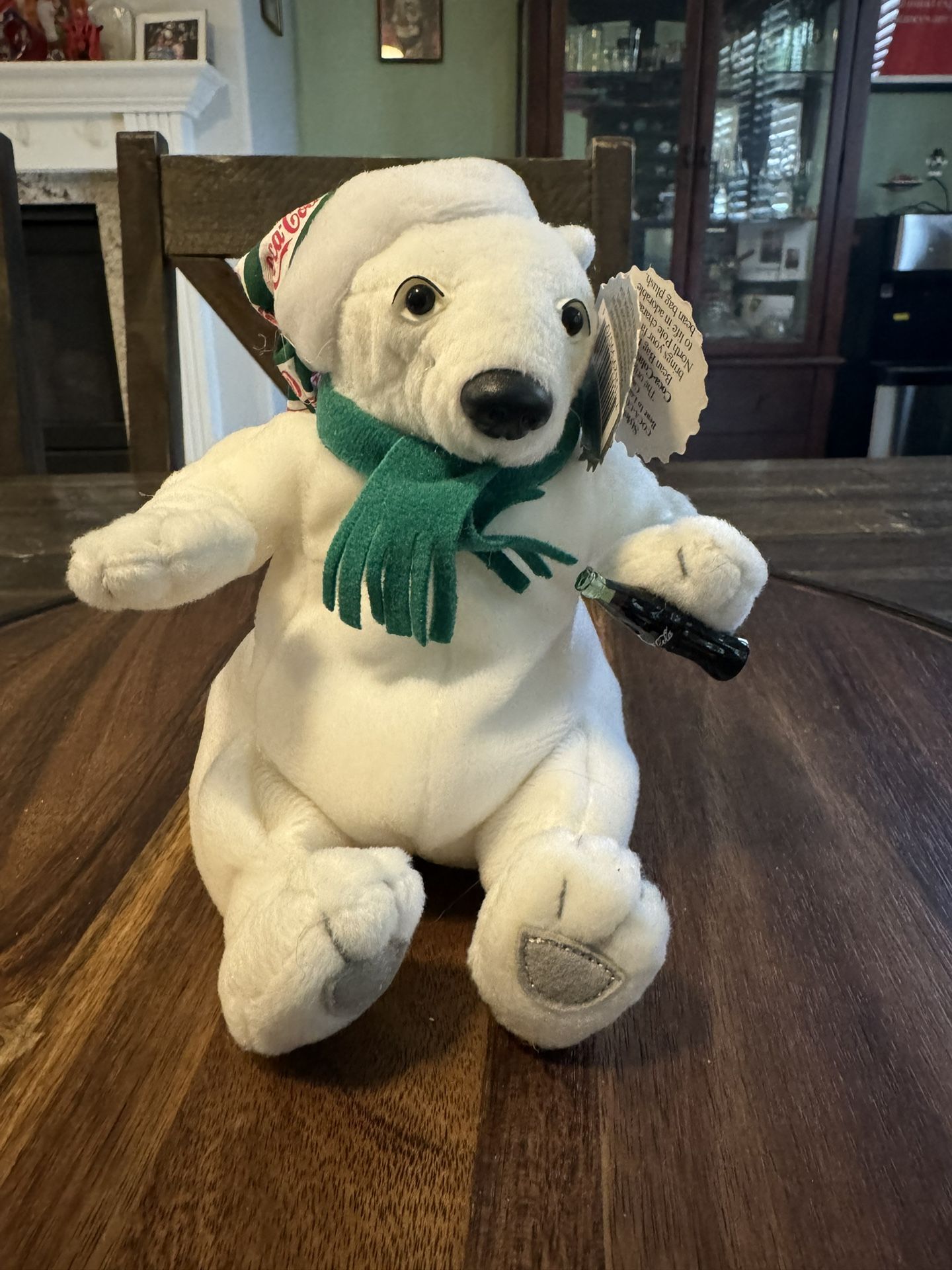 Vintage 1999 Coca-Cola Bear With Green Scarf Plush
