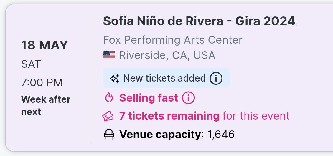 Sofia Niño De Rivera Tickets