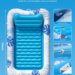 Pool Floats Adult - Inflatable Tanning Pool Water Filled - 70" x 48" 4 in 1