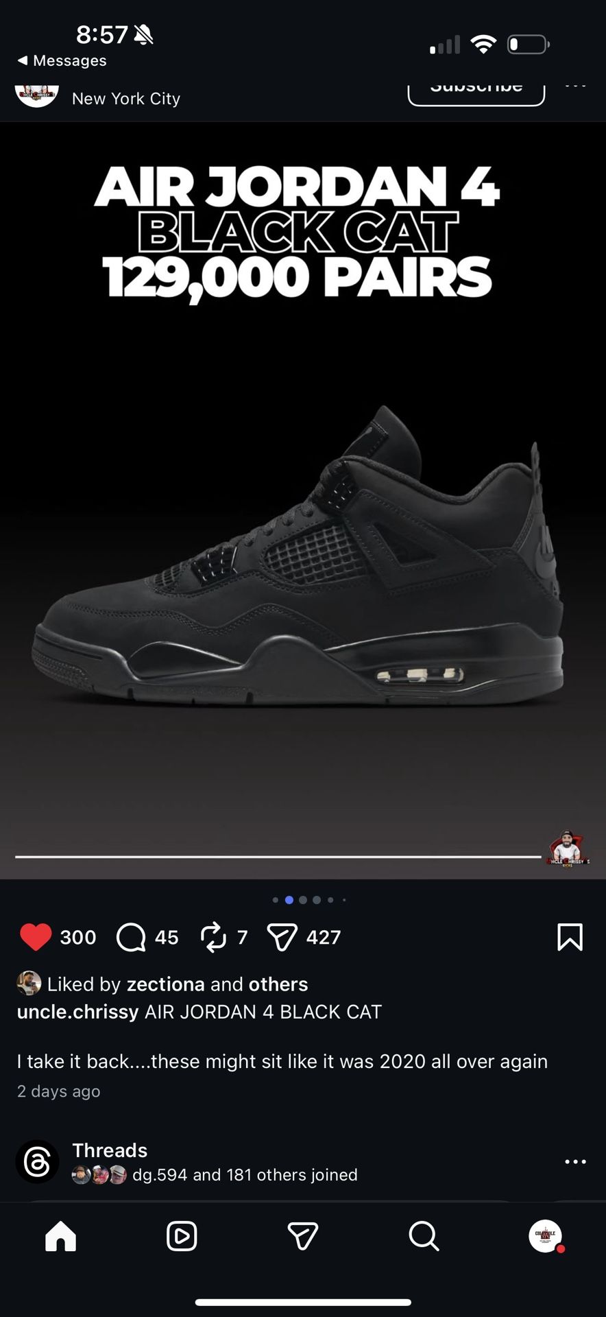 Jordan 4 Retro Black Cat Sz: 11.5 & 12 Men’s