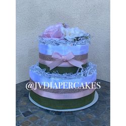Two Tier Cute And Simple Diaper Cake Great For Baby Showers 
