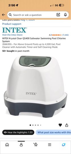 Intex Saltwater System