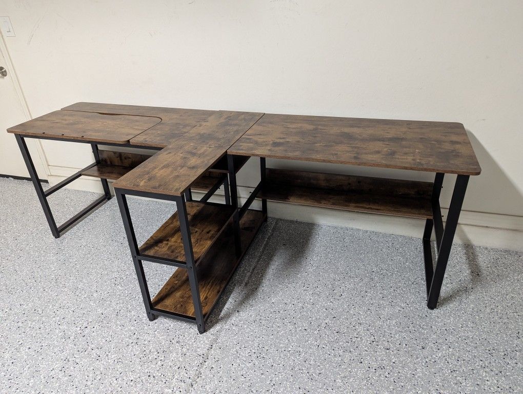 Two-Person Desk, With Storage Shelves 94.5"