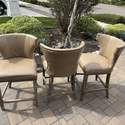 3 Bar Stools - Leather