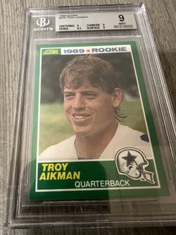1989 Score Troy Aikman Rookie RC #270 Cowboys BGS 9