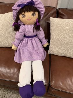 10$ Life Size Rag Doll, Anico Sweetie Mine, Hispanic, 43" Tall, Lavender