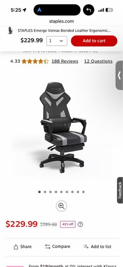 Modern EMERGE ergonomic office/gaming chair set of 2