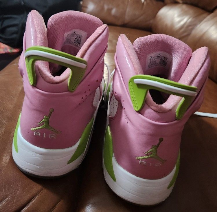 Air Jordan Pink White Shoes Green