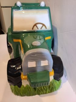 John Deere style Tractor cookie Jar