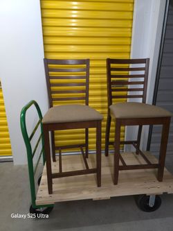 2 Tall dining chairs w/cushion seats