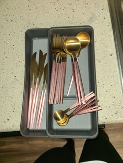 Pink Kitchen Silverware 32 Pieces 