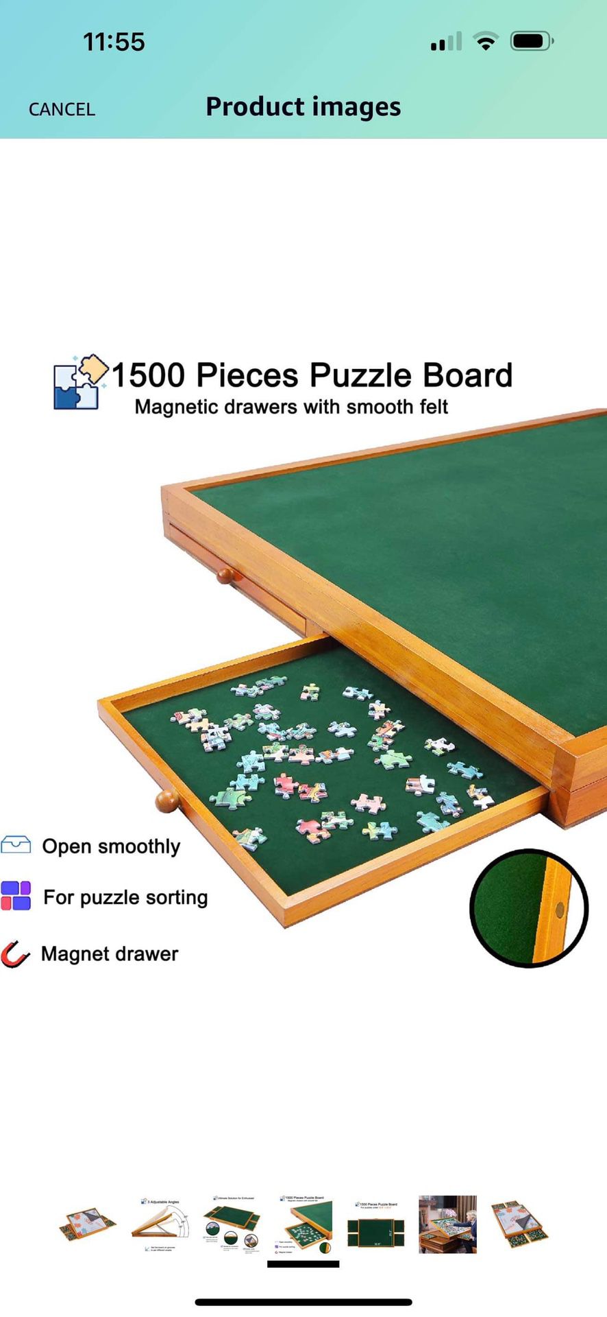 1500 Piece Non-Wood Jigsaw Puzzle Board with Drawers and Felt