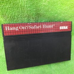 Sega Master System Hang On / Safari Hunt -- Authentic Vintage Video Mega Game Double Cartridge 