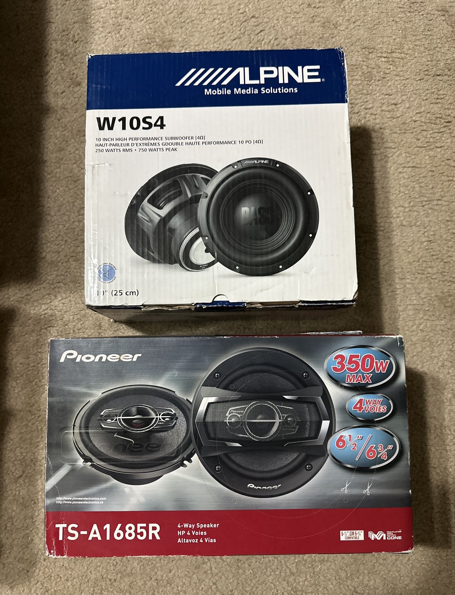 4-way Pioneer Speakers and 10" Alpine Sub