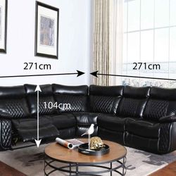 Modern Black Recliner Sectional Leather