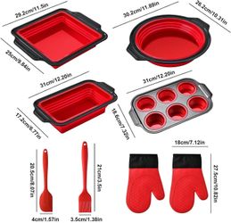 8 Piece Silicone Flexible and Stackable Baking Set