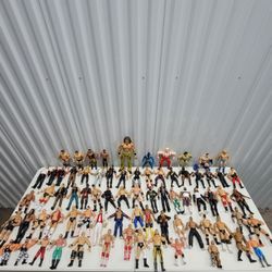 Lot Of 74 Wrestling WWE WCW Jakks Pacific Action Figure + Accessories